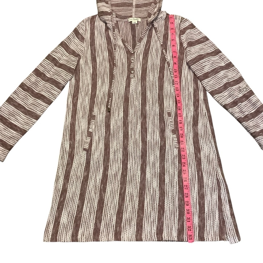 SIMPLY NOELLE PURPLE & WHITE STRIPED LONG SLEEVE HOODED SWEATER Size L/XL - Picture 13 of 15